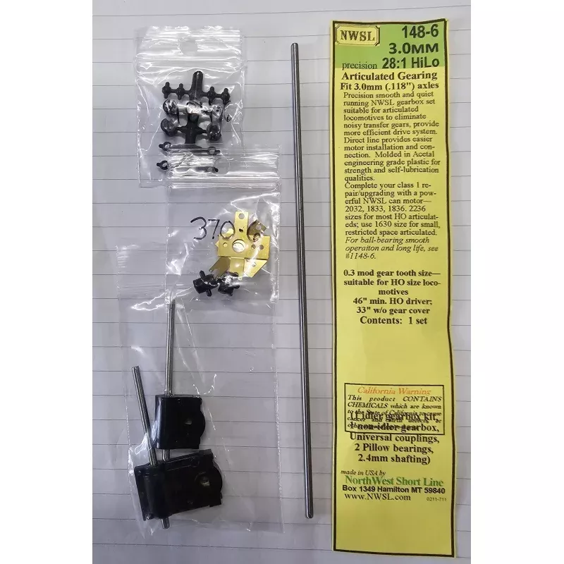 0.3 mod 28-1 HI-LO Artic. Gearbox Kit 3mm Axle 148-6