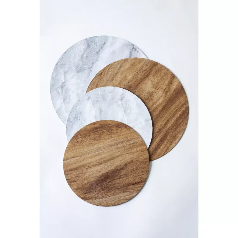 10 Round Straight Edge Brown/Wood/Marble Printed Board