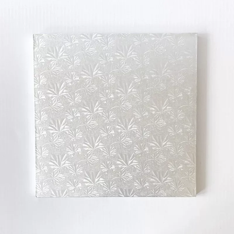 10 Square Silver Cake Board Embossed 1/2