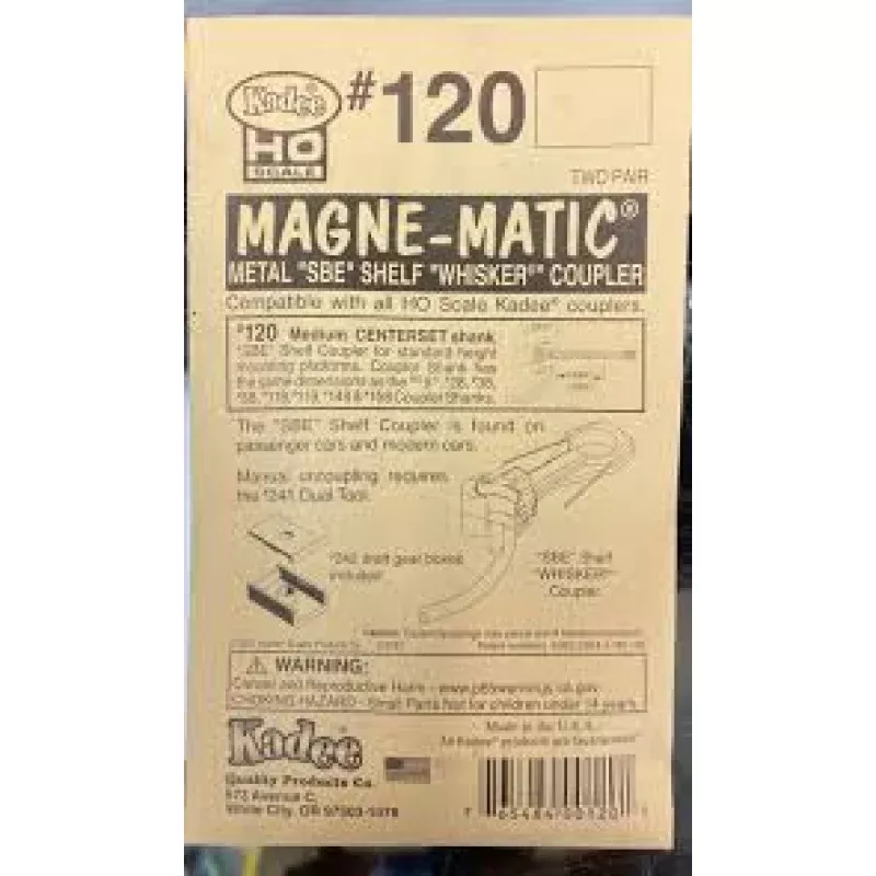 # 120 HO Scale Kadee #120 SBE Bottom Shelf Metal Couplers Medium 9/32 Centerset Shank