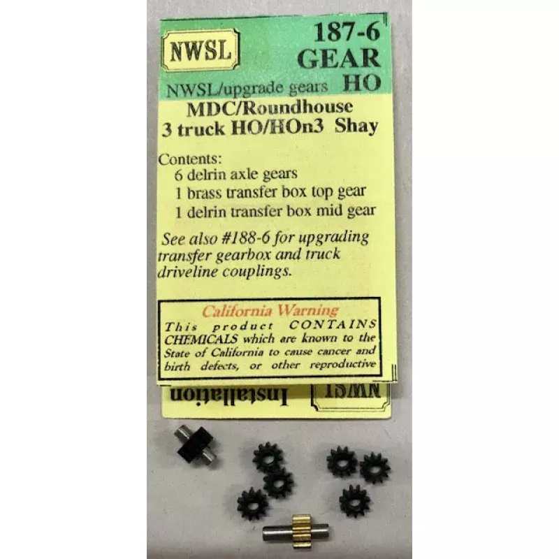 187-6 NWSL GEAR SET MDC / ROUNDHOUSE 3 TRUCK SHAY HO / HO3 #187-6 **