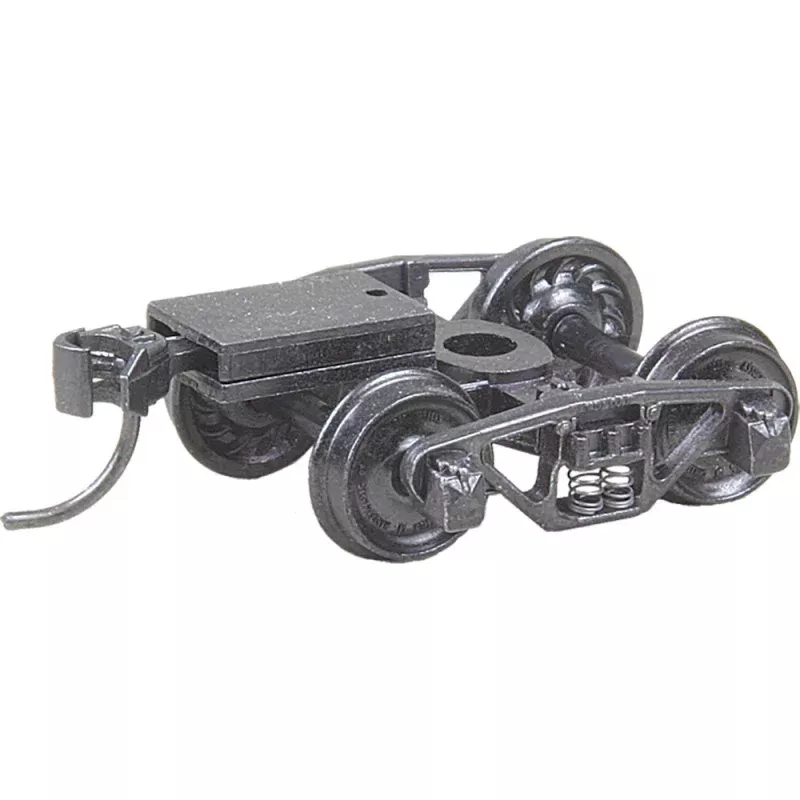 #516 HO Scale Vulcan Double Truss Trucks with Ready-to-Mount Couplers, 33″ Ribbed Back Wheels – Metal Fully Sprung.
