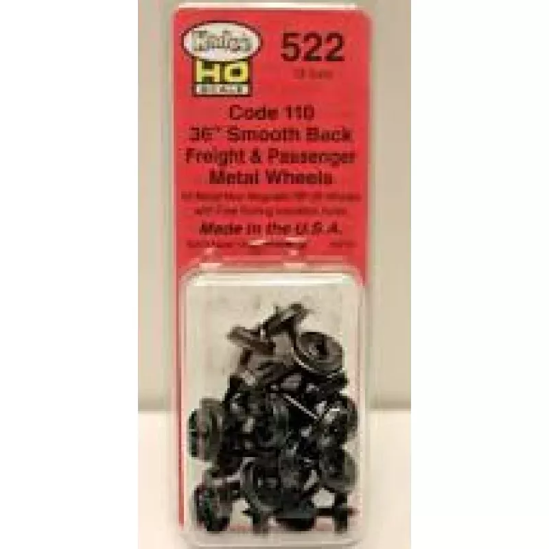 #522 KADEE 36 inch Smooth Back Freight & Passenger Metal Wheels