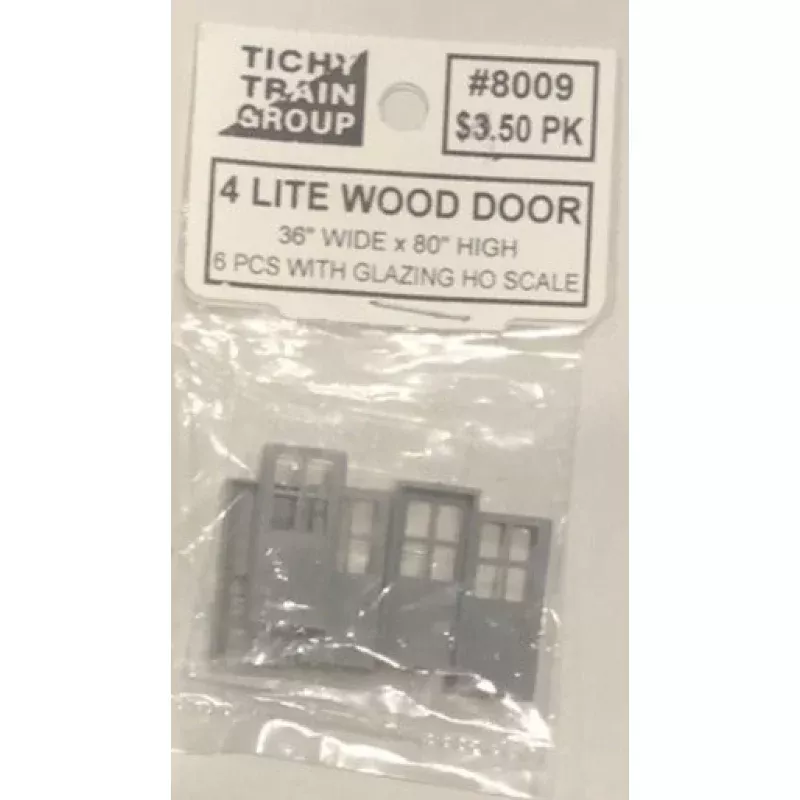 #8009 TICHY 4 LITE WOOD DOOR 36 WIDE X 80 HIGH 6 PCS WITH GLAZING HO,