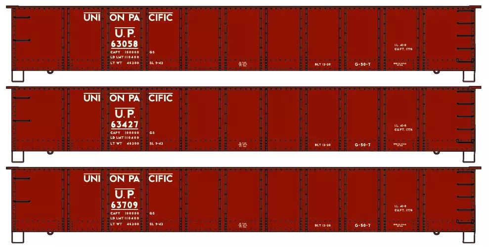 Accurail 37424 HO Scale 41' AAR Steel Gondola Kit 3 Pack Union Pacific UP