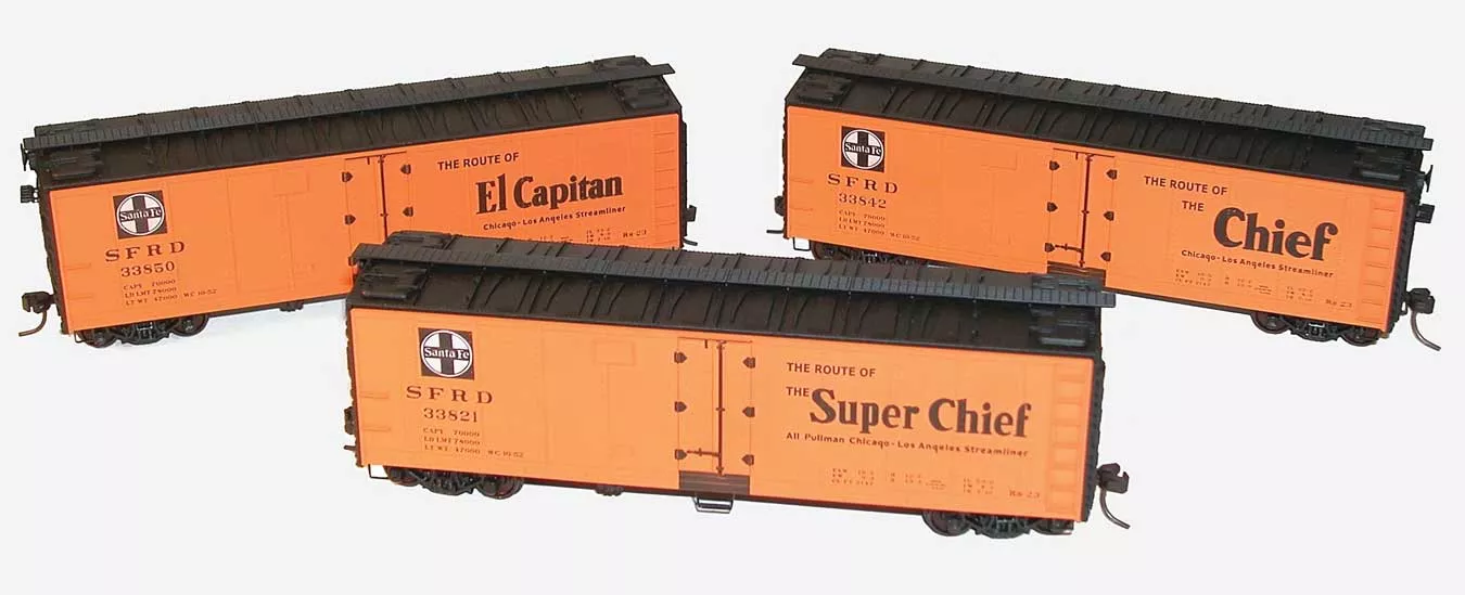 Accurail 8062 HO 40' Steel Reefer Kit 3 Pack Santa Fe SFRD