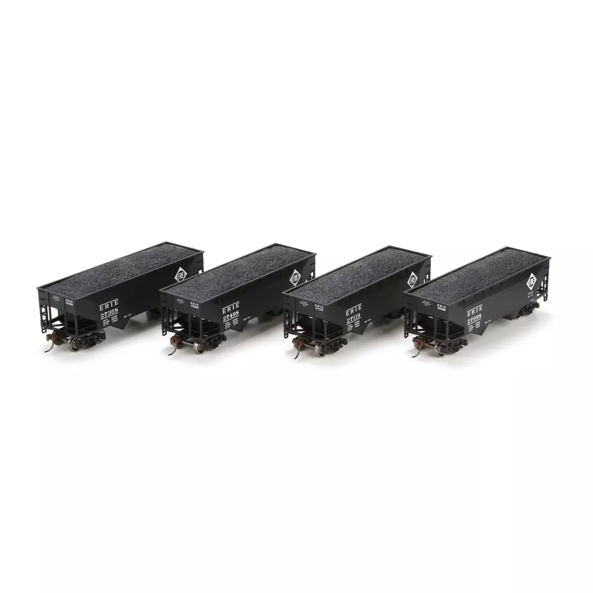 Athearn 70216 HO Scale 34' 2 Bay Open Hopper 4 Pack Erie #1