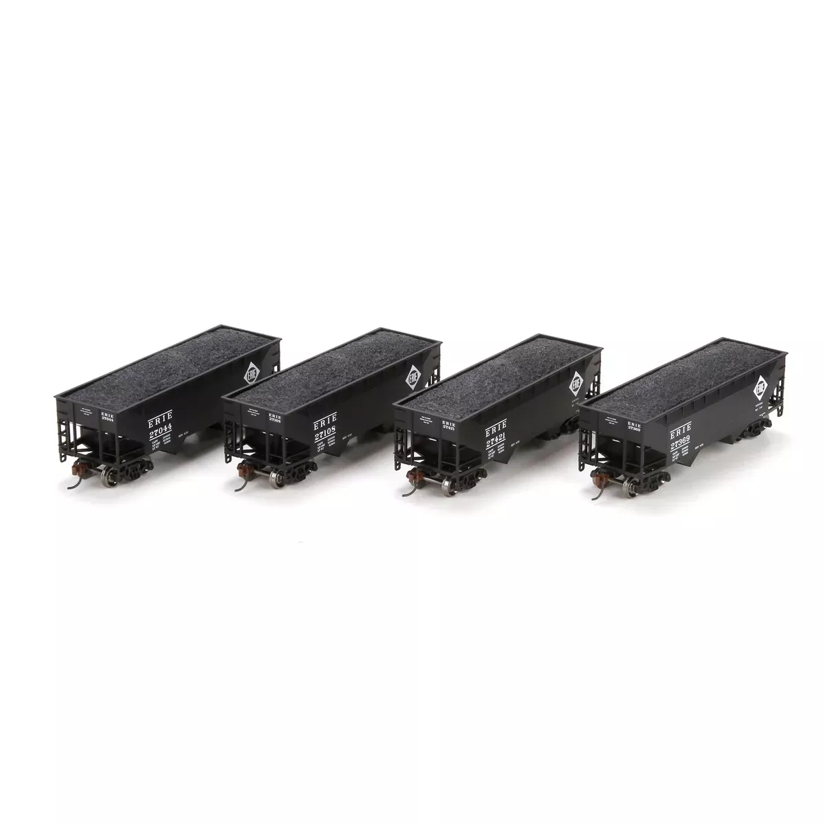 Athearn 70217 HO Scale 34' 2 Bay Open Hopper 4 Pack Erie #2