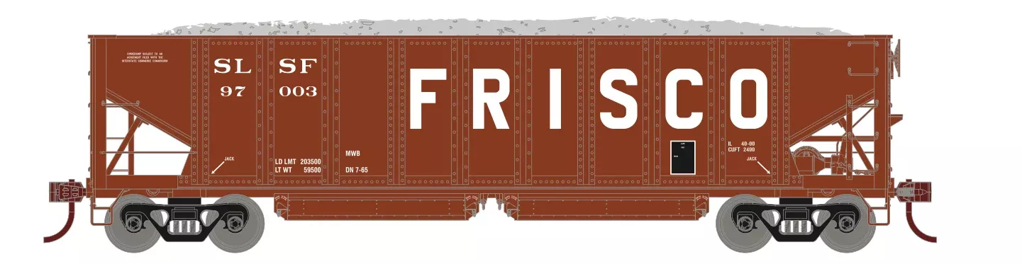Athearn 7636 HO Scale 40' Ballast Hopper Frisco SLSF 97003