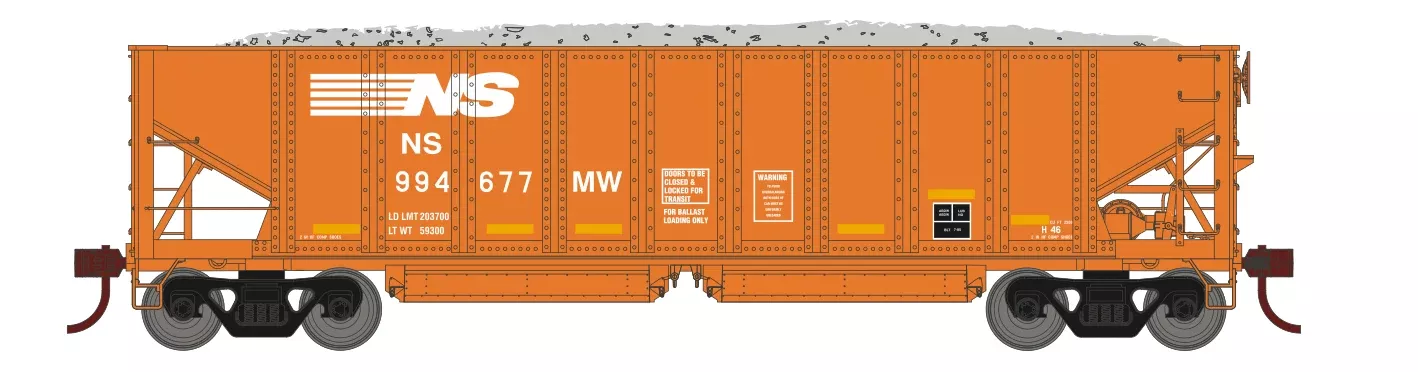 Athearn 7640 HO Scale 40' Ballast Hopper Norfolk Southern MW NS