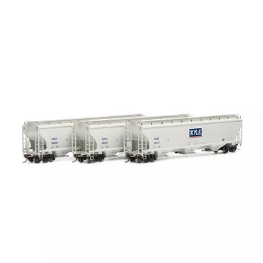 Athearn ATHG97162 Trinity Covered Hoppers - KRIX # 2 Freight Car (3) HO Scale