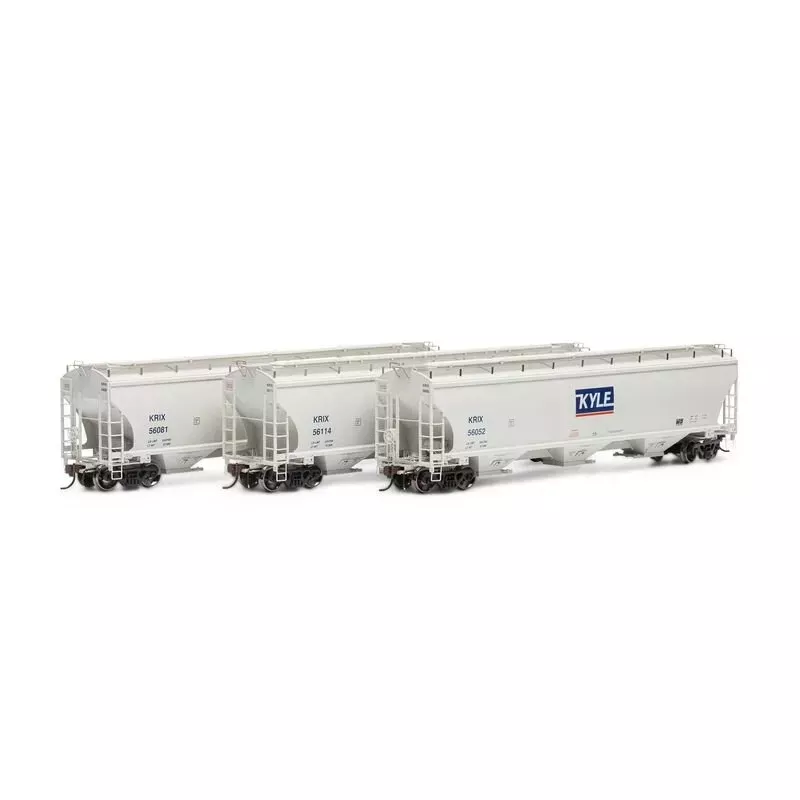 Athearn Genesis 97161 HO, Trinity Covered Hopper, 3-Pack, Kyle Railways, KRIX
