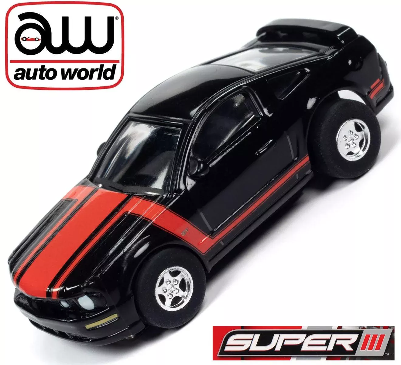 Auto World Super III 2005 Ford Mustang GT Black HO Slot Car AFX SC383