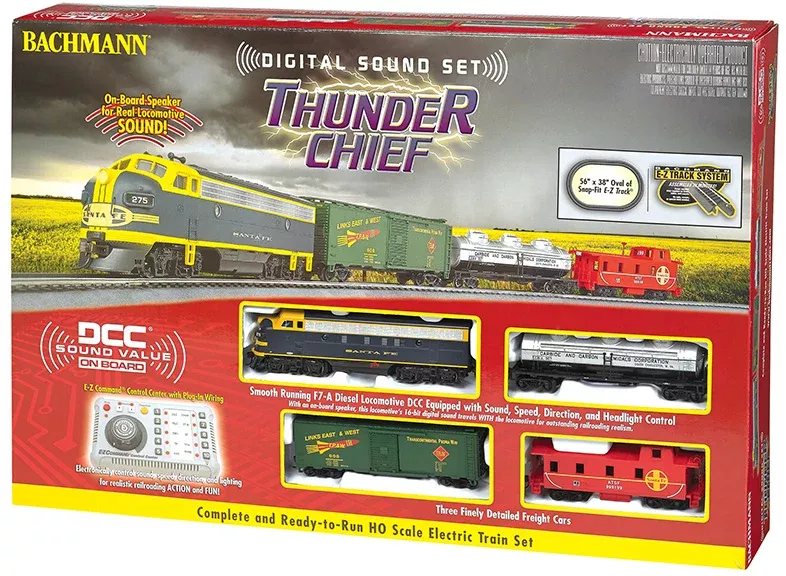 Bachmann 00826 HO Scale Thunder Chief Santa Fe Starter Train Set with DCC and Sound