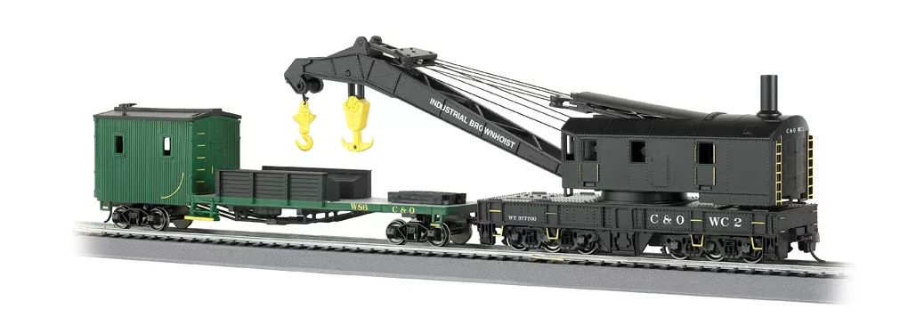 Bachmann 16122 HO Scale Crane Car with Boom Tender Chesapeake & Ohio C&O WC2