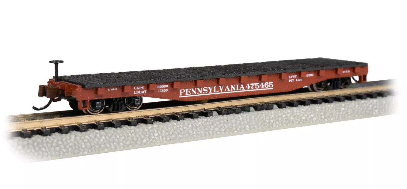 Bachmann 17353 N Scale 52' Flatcar Pennsylvania PRR 475465