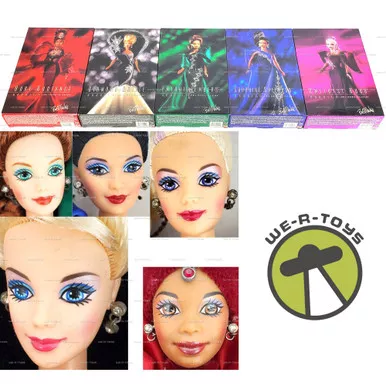 Barbie Complete set of 5 Jewel Essence Dolls without Tiaras and Portfolio