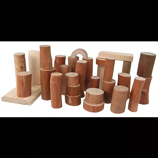 Barkless Wooden Log Blocks – 27 Pieces