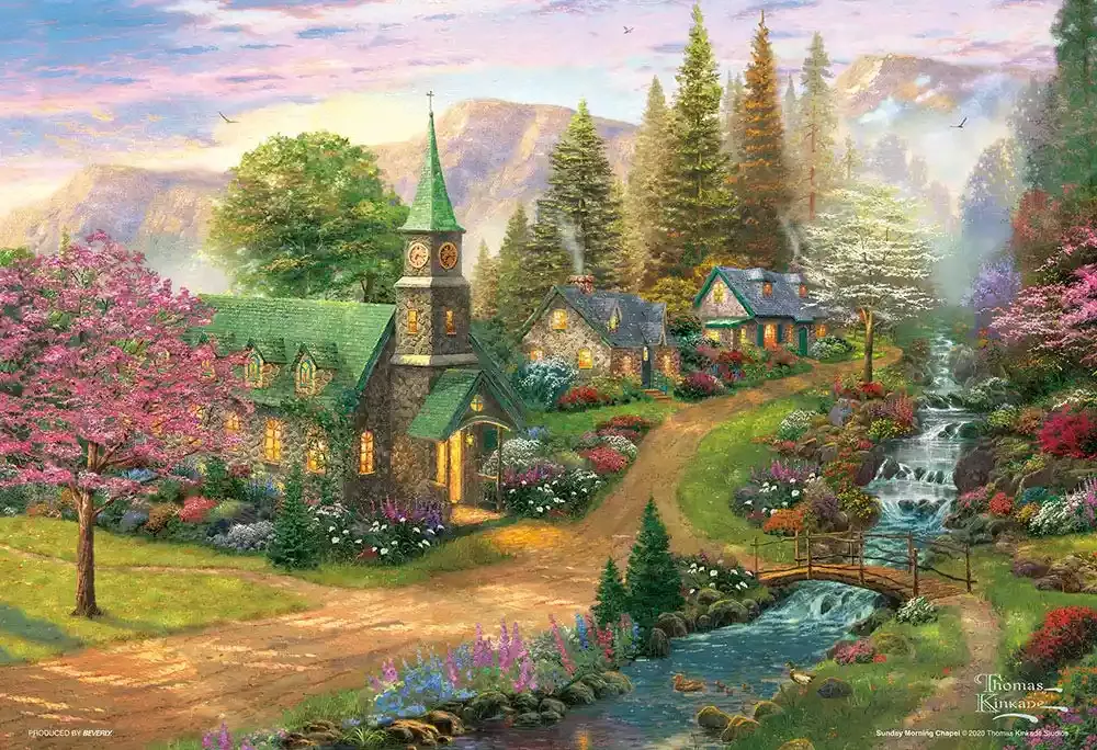 Beverly 93-161 Jigsaw Puzzle Sunday Morning Chapel By Thomas Kinkade (300 Pieces) Scene Puzzle
