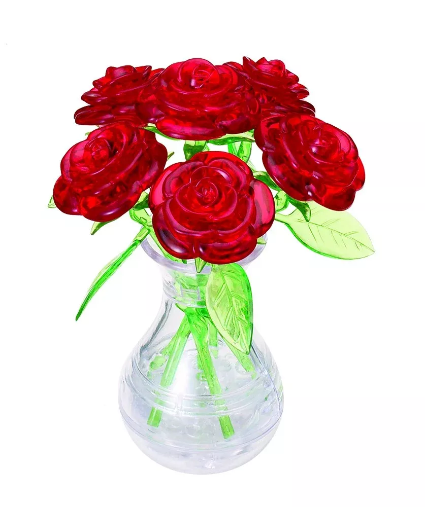 Beverly Crystal 3D Puzzle 485391 Six Roses Red (47 Pieces) Crystal 3D Flower Puzzle