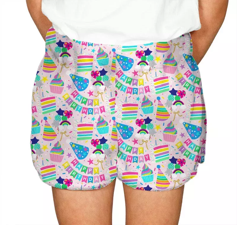 Birthday Collage Fuzzy Shorts-BIRTHDAY