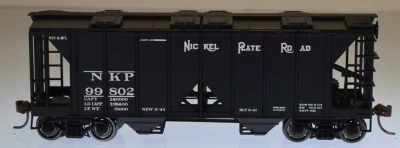 Bowser 56484 HO Scale 70 Ton 2 Bay Covered Hopper Kit Nickel Plate Road NKP 99802