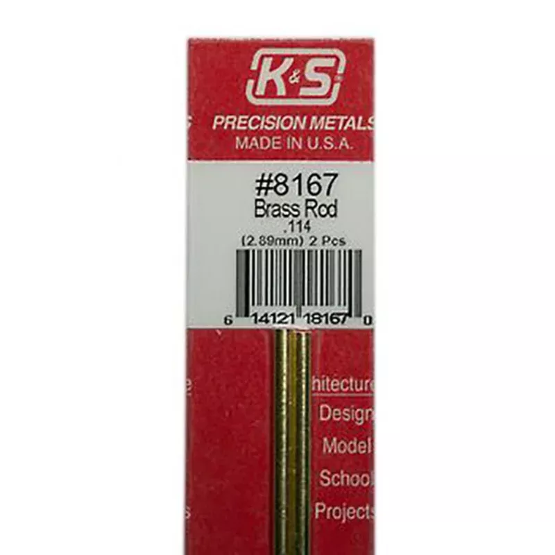 Brass rod #8167 .114 (2.89mm) 2pcs - - K & S