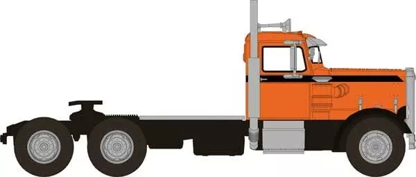 Brekina 85755 HO Scale 1955 Peterbilt 281 Semi Tractor Cab - Orange and Black