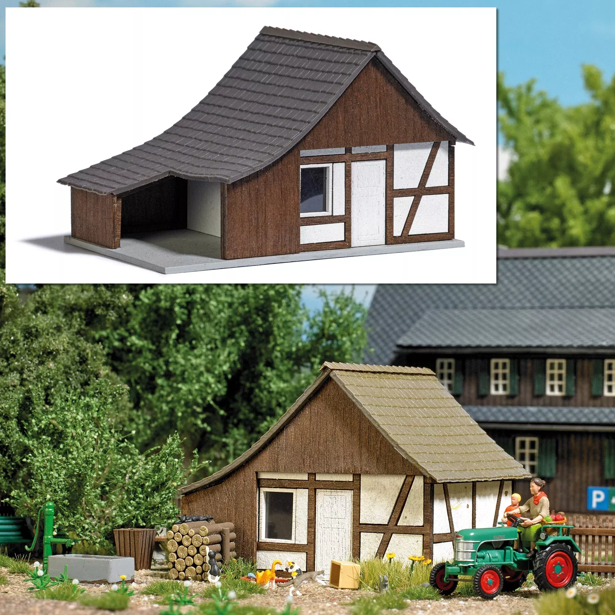 Busch 1903 HO Scale Half-Timber Shed Laser-Cut Kit