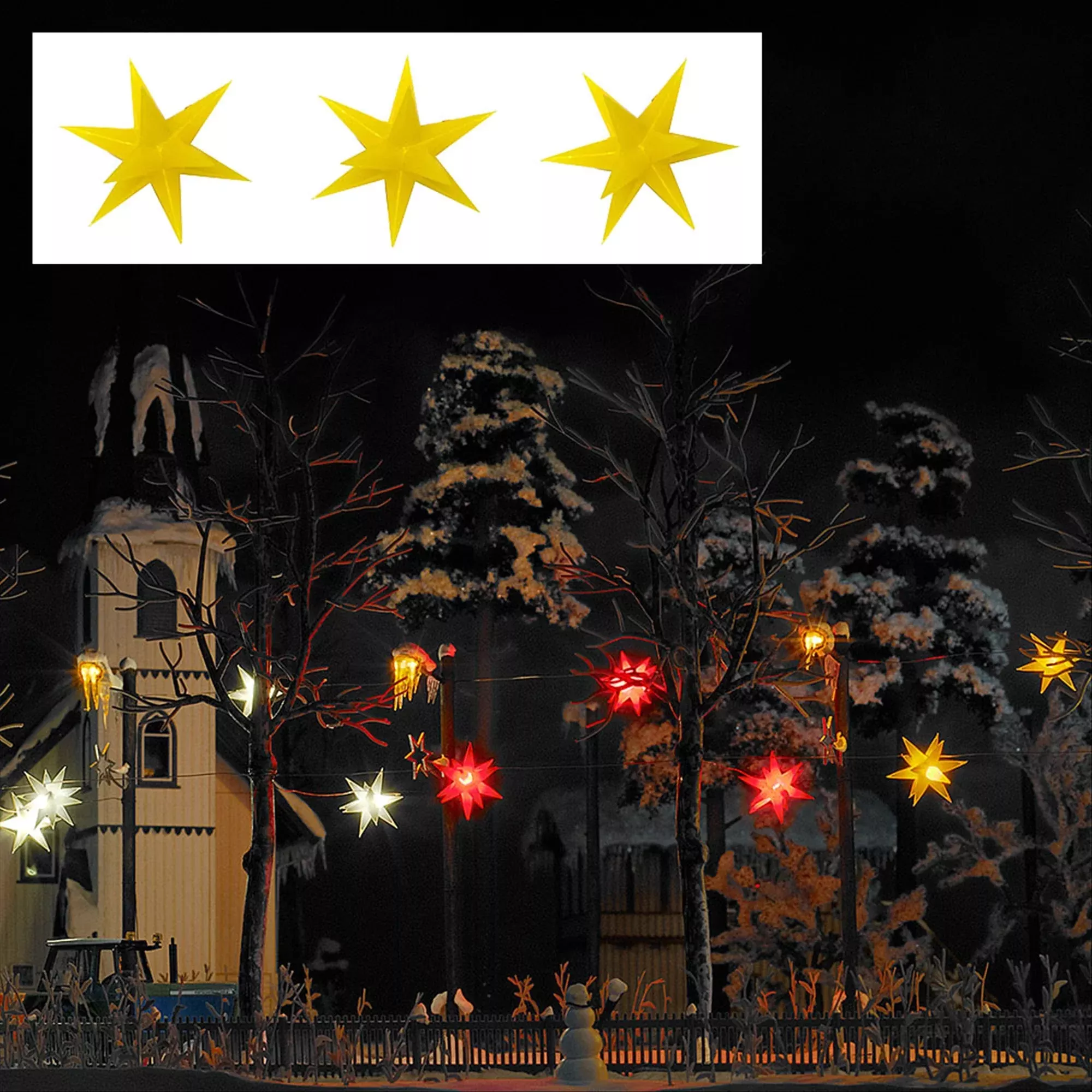 Busch 5415 HO Scale Illuminated Star, Yellow 3-Pack