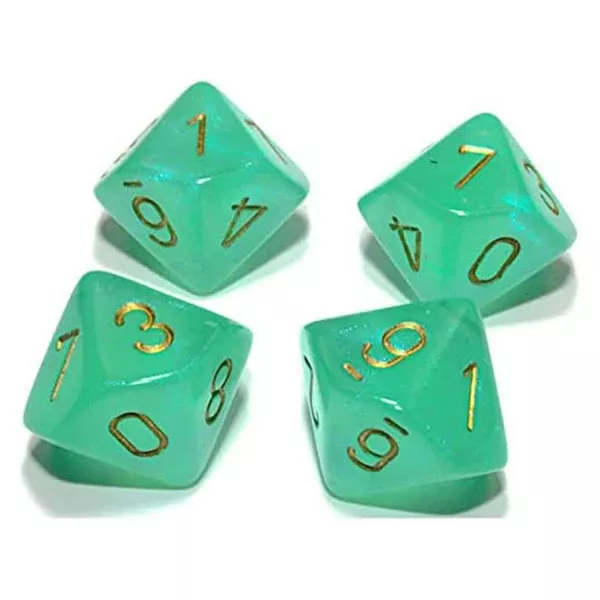 Chessex 10 D10 Polyhedral Dice Nebula Light Green GoldLuminary CHX27375