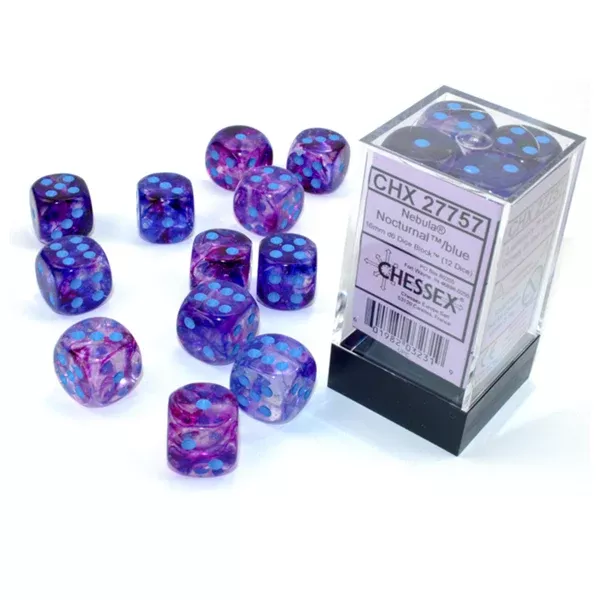 Chessex 7 Set Polyhedral Dice Nebula Nocturnal Blue D6 Luminary CHX27757