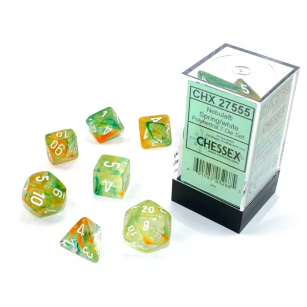 Chessex 7 Set Polyhedral Dice Nebula Spring WhiteLuminary CHX27555