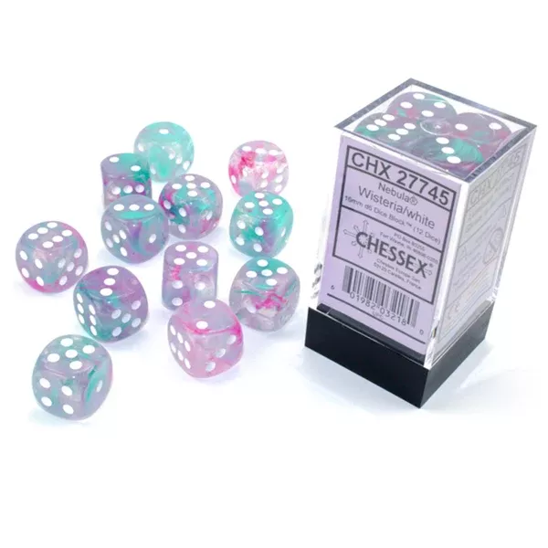 Chessex 7 Set Polyhedral Dice Nebula Wisteria White D6 Luminary CHX27745