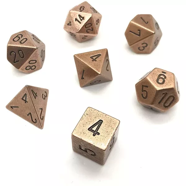 Chessex 7 Set Polyhedral Dice Solid Copper CHX 27024
