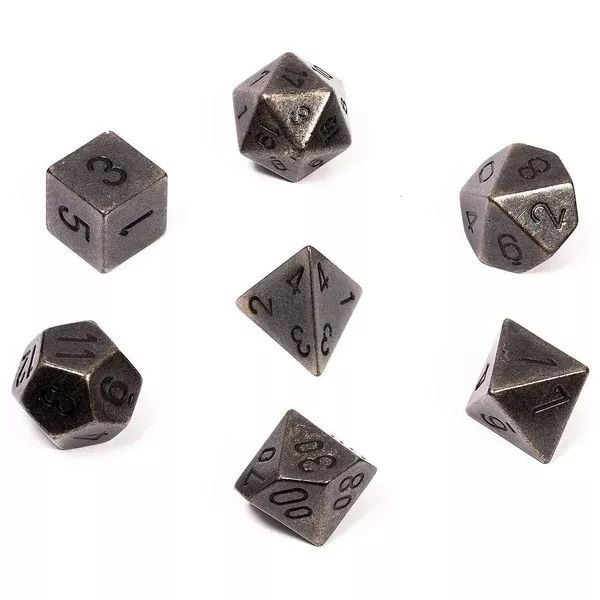 Chessex 7 Set Polyhedral Dice Solid Dark MetalCHX 27028