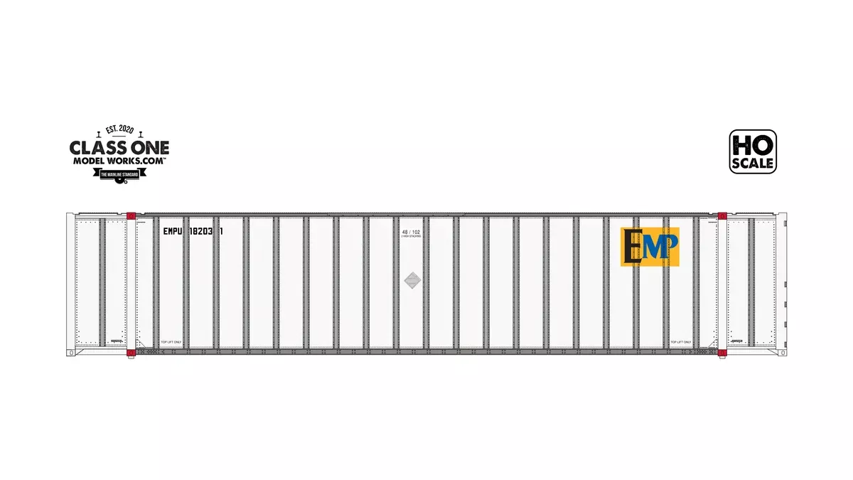 Class One Model Works HO Scale Hyundai 48' Container Equipment Managing Pool EMPU Single