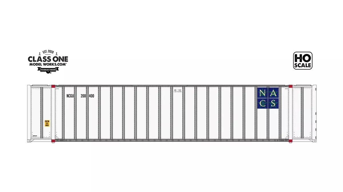 Class One Model Works HO Scale Hyundai 48' Container North American Container System NCGU Single