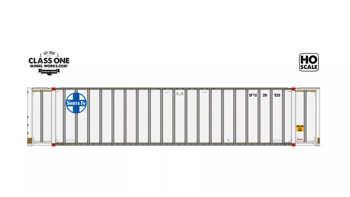 Class One Model Works HO Scale Monon 48' Container Santa Fe SFTU 283969 / 284013