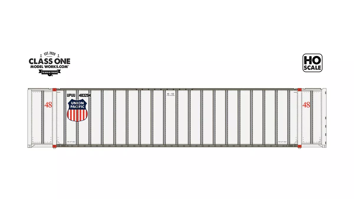 Class One Model Works HO Scale Monon 48' Exterior Post Container Union Pacific UPUU Single