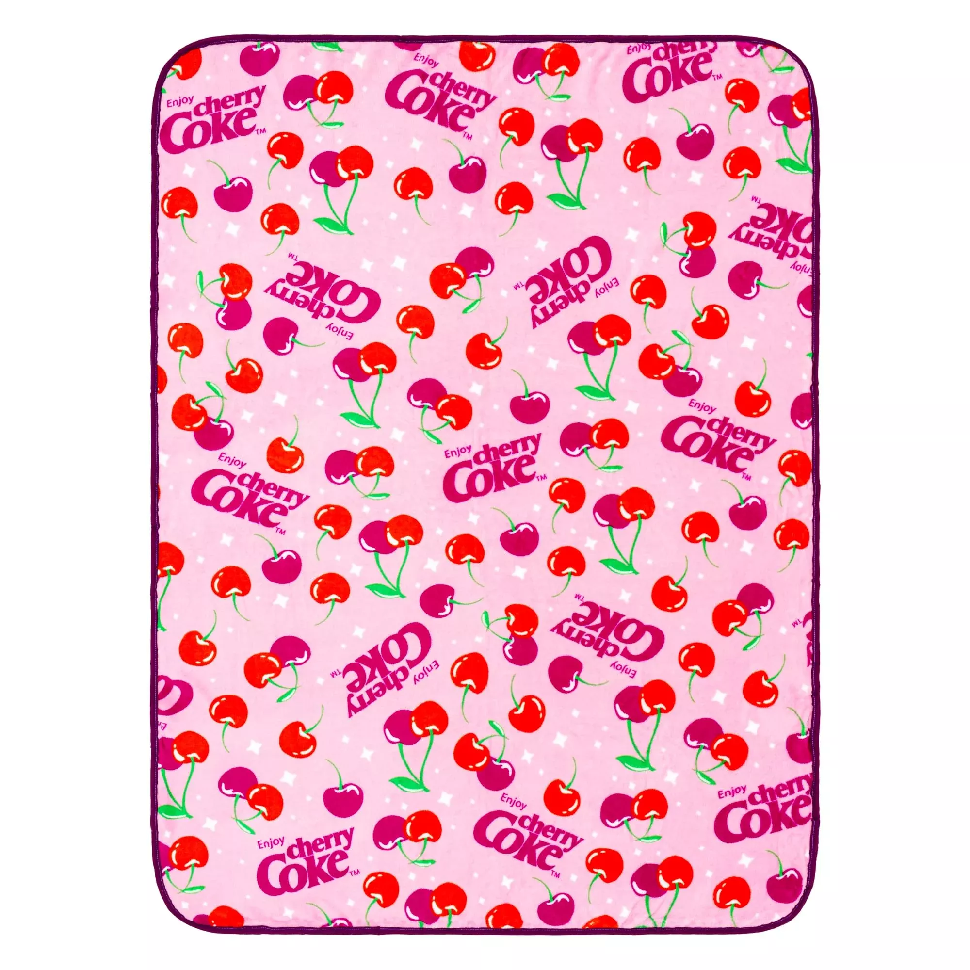 Coca-Cola Cherry Coke Logo Collage Fleece Throw Blanket | 45 x 60 Inches