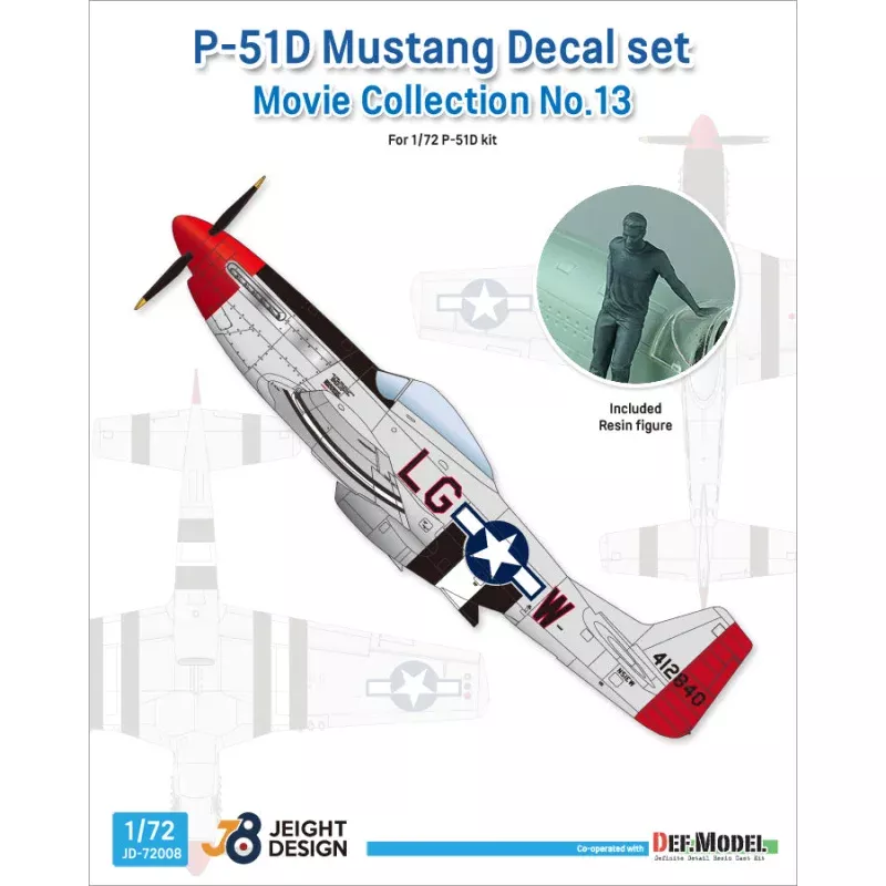 DEF Models 1/72 P-51D Mustang Decal set w/ 1 figure Movie Collection No.13 - Maverick (for Tamiya, Etc kit)