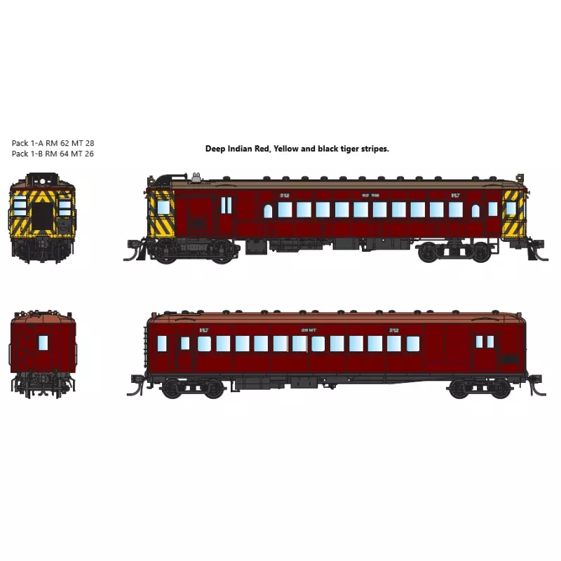DERM DC Pack 001 A - Containing RM 62 + MT 28. VR Red RAILMOTOR IDR MODELS -