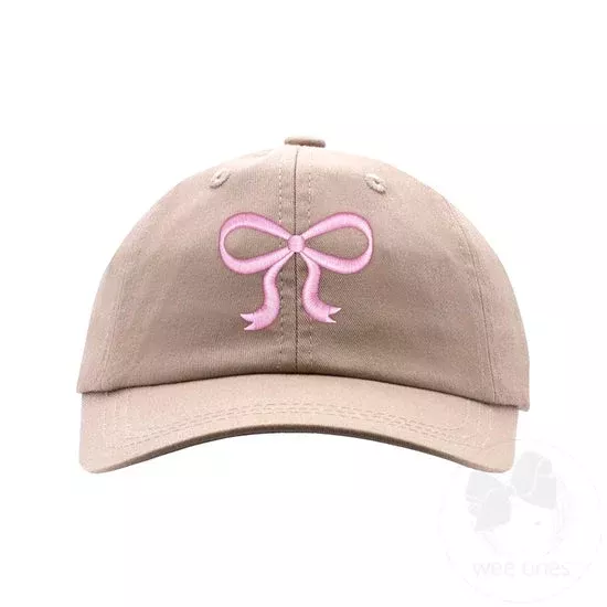 Embroidered Pink Bow Cotton Twill Ball Cap
