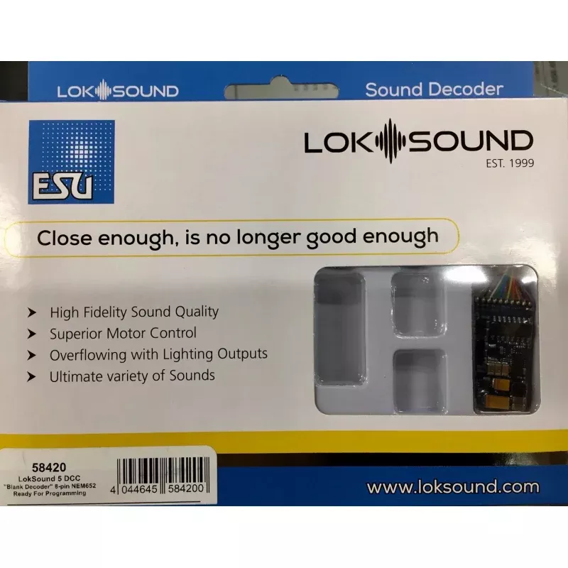 ESU 58420 LokSound 5 DCC BLANK DECODER 8 PIN NEM652 Ready for Programming.