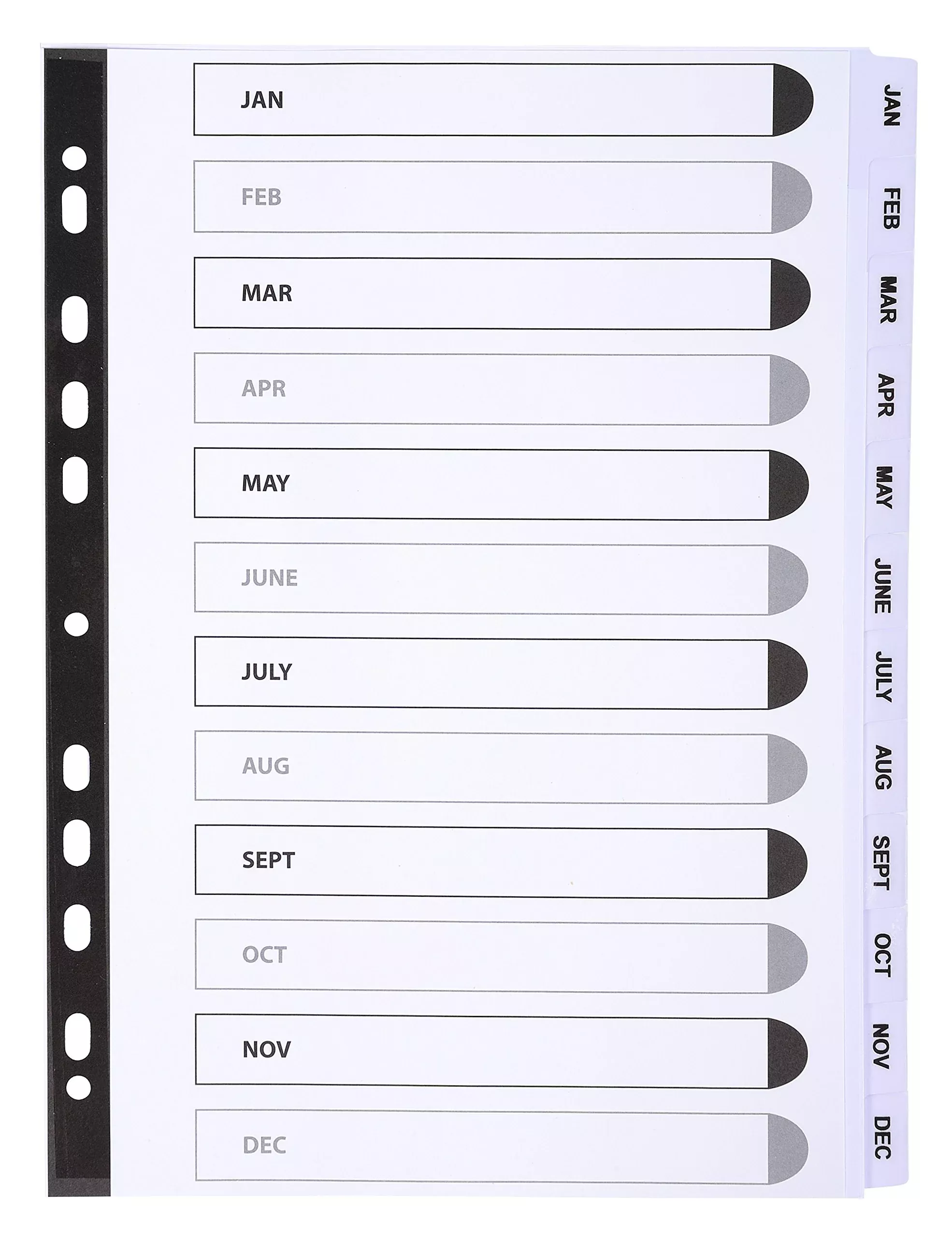 Exacompta - Ref MWDJ-DZ - Mylar Printed Indices - For Use WithA4 Documents, Pre-Punched, 160gsm White Card with Reinforced Plastic Tabs, FSC-Certified - 12-Part Dividers (Jan-Dec
