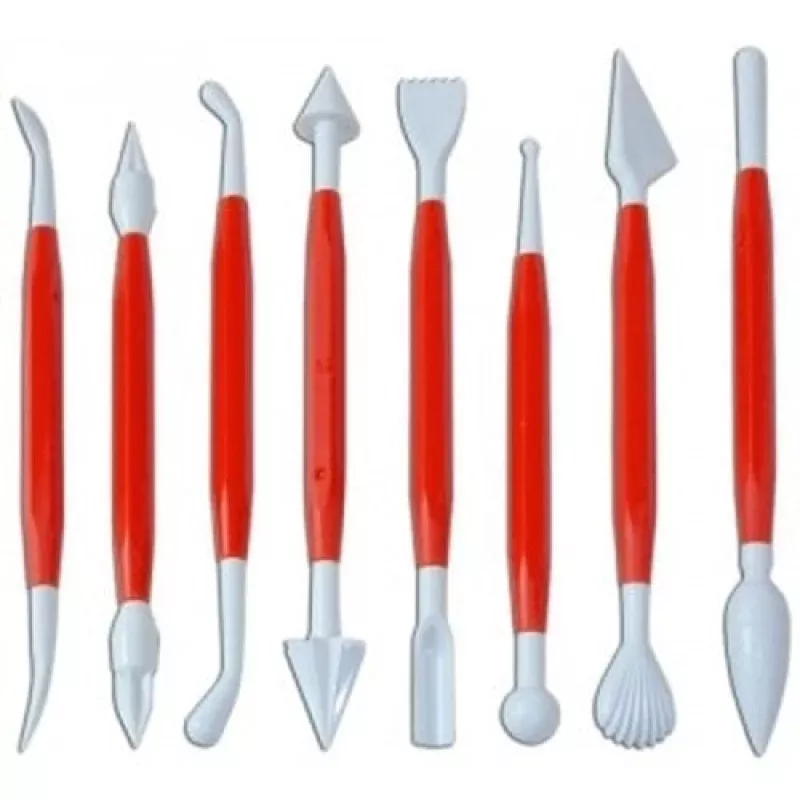 Fat Daddio, Fondant Modeling Tools Cake Decorating Set 8 Pieces 16 designs (Mts-8)