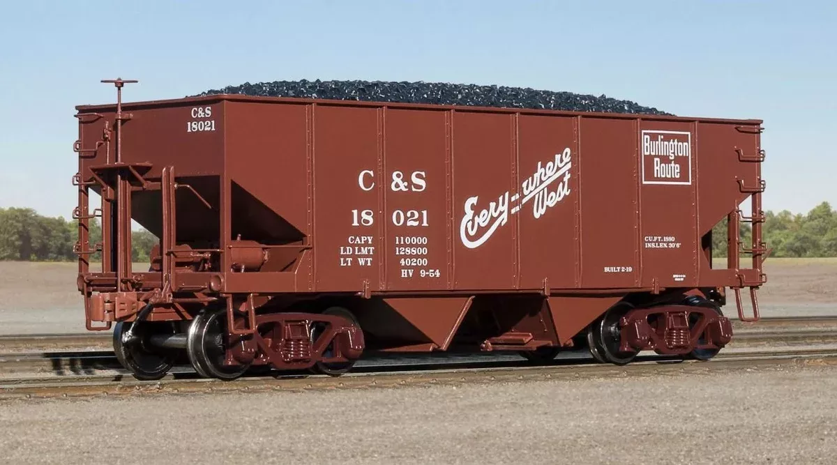 Fox Valley Models 15024 HO Scale USRA 55-Ton 2-Bay Open Hopper Burlington CBQ/C&S 18293