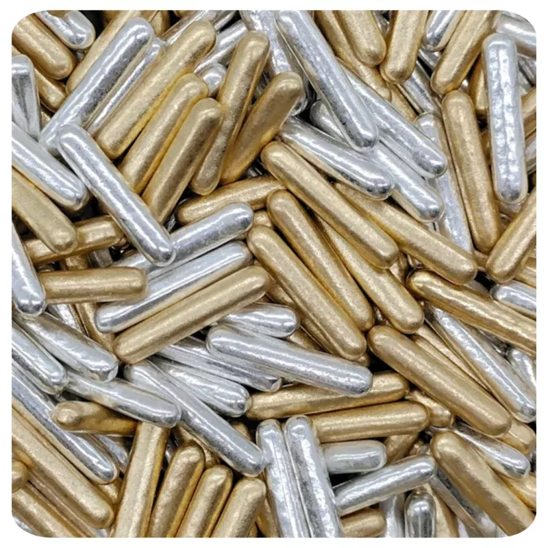 Golden Glam Metallic Rods 100g (3.5 oz) Sprinkles d'Art (Gold and Silver)
