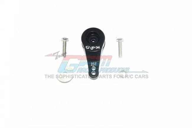 GPM ALUMINUM 25T SERVO HORN BUILT-IN SPRING 2 HOLES TRAXXAS TRX-4 - TRX-6 BLACK
